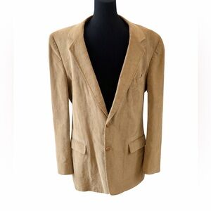 John Peel Tan Corduroy Sport Coat Blazer Notched Lapel